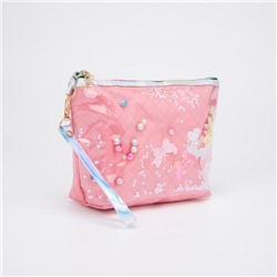 Косметичка-сумочка, отдел на молнии, с ручкой, цвет коралловый, «Бабочки»