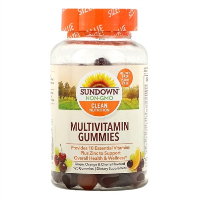 Sundown Naturals, Мультивитаминные жевательные конфеты, со вкусом винограда, апельсина и вишни, 120 шт.