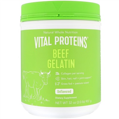 Vital Proteins, говяжий желатин, без вкуса, 907 г (2 фунта)