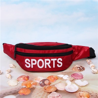 Сумка на пояс "Ультрамарин - Sports Style", цвет красный, 3 кармана, 36*10*8см