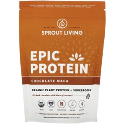 Sprout Living, Epic Protein, Organic Plant Protein + Superfoods, Chocolate Maca, 1 lb (455 g)