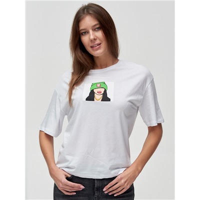 Женские футболки с принтом белого цвета 50003Bl