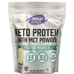 Now Foods, Sports, Keto Protein with MCT Powder, Vanilla Cream, 1 lb (454 g)