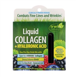 Irwin Naturals, Liquid Collagen + Hyaluronic Acid, Mixed Berry, 10 Liquid-Tubes, 10 ml Each