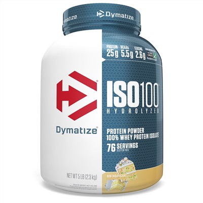 Dymatize Nutrition, ISO100, гидролизованный 100% изолят сывороточного протеина, праздничный торт, 2,3 кг (5 фунтов)