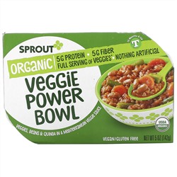 Sprout Organic, Veggie Power Bowl, 12 Months & Up, Veggies, Beans & Quinoa In A Mediterranean Veggie Sauce, 5 oz ( 142 g)