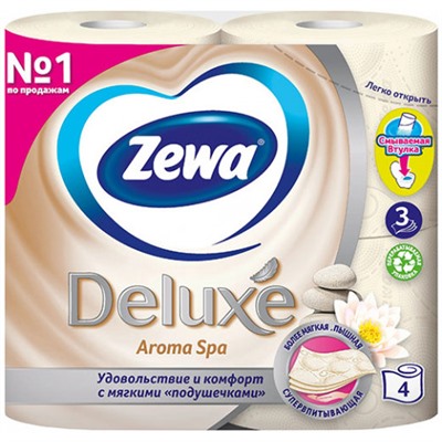 Туалетная бумага Zewa Deluxe (Зева Делюкс) Aroma Spa, 3-слойная, 4 рулона