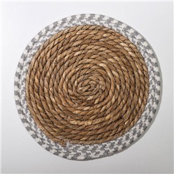 Салфетка-подставка под горячее Доляна «Кант», d=25 см, плетёная, цвет серый