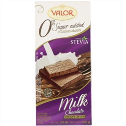 Valor, 0% Sugar Added, Milk Chocolate, 3.5 oz (100 g)