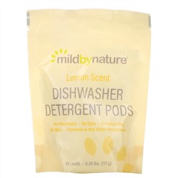Mild By Nature, Средство для мытья посуды в посудомоечной машине, с ароматом лимона, 10 капсул, 0,39 фунта, 177 г (6,24 унции)