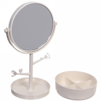 Зеркало настольное с органайзером для косметики "Beauty - Look", цвет белый, 33*14.5см