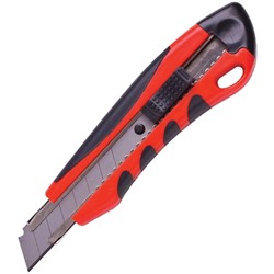 Нож канцелярский Brauberg (Брауберг) Universal, 3 лезвия в комплекте, автофиксатор, резиновые вставки, 18 мм