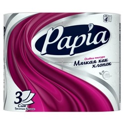 Туалетная бумага Papia (Папия), цвет белый, 3-слойная, 4 рулона