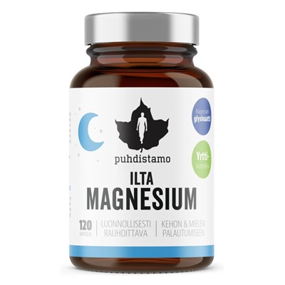 Успокаивающий препарат на основе травяного экстракта магния Puhdistamo Ilta Magnesium 120 кап