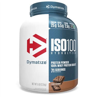 Dymatize Nutrition, ISO100, гидролизованный 100% изолят сывороточного протеина, брауни, 2,3 кг (5 фунтов)