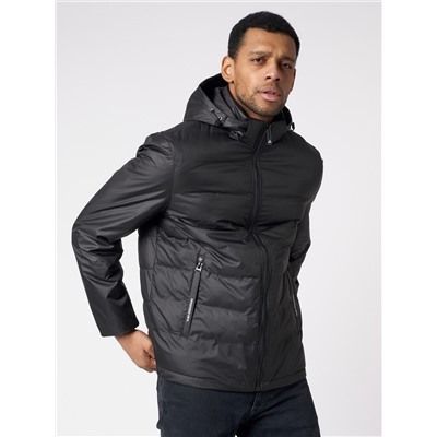 Куртки мужские стеганная с капюшоном черного цвета 88633Ch