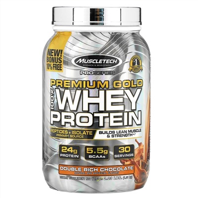 Muscletech, ProSeries, Premium Gold 100% Whey Protein, Double Rich Chocolate, 2.23 lb (1.01 kg)