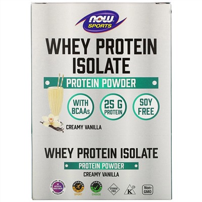 Now Foods, Sports, Whey Protein Isolate, Creamy Vanilla, 8 Packets, 1.13 oz (32 g) Each