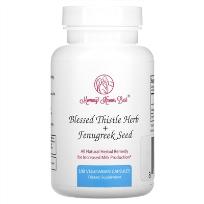 Mommy Knows Best, Blessed Thistle Herb + Fenugreek Seed, 100 Vegetarian Capsules