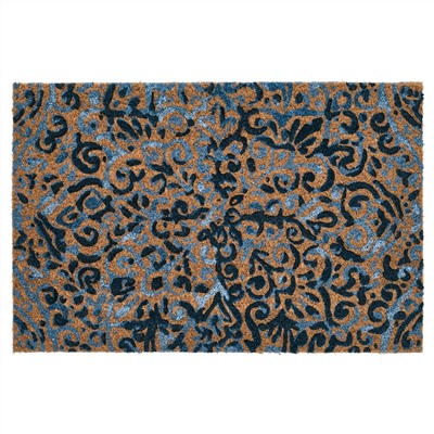 ÄNGSKLOCKA ЭНГСКЛОККА, Придверный коврик, неокрашенный/синий, 40x60 см
