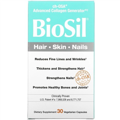 BioSil by Natural Factors, ch-OSA Advanced Collagen Generator, улучшенный источник коллагена, 30 вегетарианских капсул