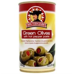 Зеленые оливки с острой пастой из паприки Don FernandoOliven grün mit pikanter Paprikapaste Dose 370 мл