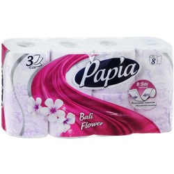 Туалетная бумага Papia (Папия) Балийский цветок, 3-слойная, 8 рулонов