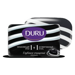 Туалетное мыло Duru (Дуру) Увлажняющий крем + Активированный уголь 1+1, 80 г