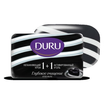 Туалетное мыло Duru (Дуру) Увлажняющий крем + Активированный уголь 1+1, 80 г