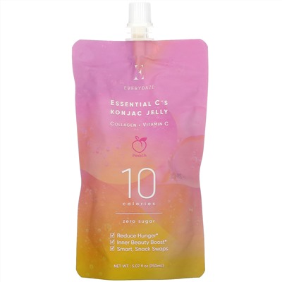 Everydaze, Essential C's Konjac Jelly, Peach, 4 Pouches, 5.07 fl oz (150 ml ) Each