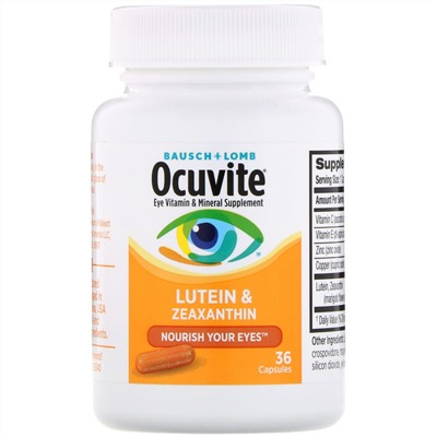 Bausch & Lomb, Ocuvite, Lutein & Zeaxanthin, 36 Capsules