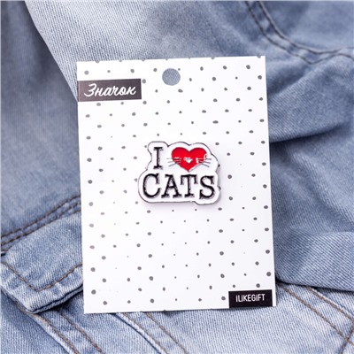 Значок "I love cats", white