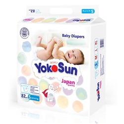 Подгузники YokoSun на липучках S (до 6 кг), 82 шт