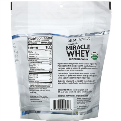 Dr. Mercola, Organic Miracle Whey Protein Powder, Original, 13.5 oz (382.5 g)