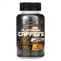 Muscletech, серия Essential, Platinum 100% Caffeine, 220 мг, 125 таблеток