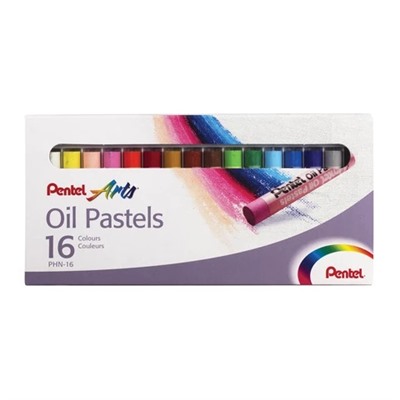 Пастель масляная художественная PENTEL “Oil Pastels“, 16 цветов, круглое сечение, картонная упаковка, PHN4-16