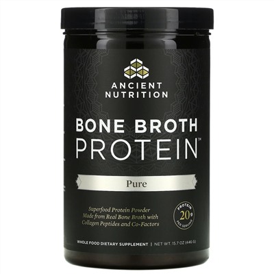 Dr. Axe / Ancient Nutrition, Bone Broth Protein, Pure, 15.7 oz. (446 g)