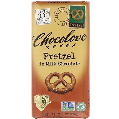 Chocolove, крендельки в молочном шоколаде, 30% какао, 83 г (2,9 унции)