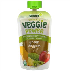 Sprout Organic, Veggie Power, Green Veggies with Pineapple & Apple, 4 oz (113 g)