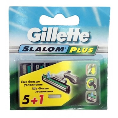 Сменные кассеты Gillette Slalom Plus, 5+1 шт.