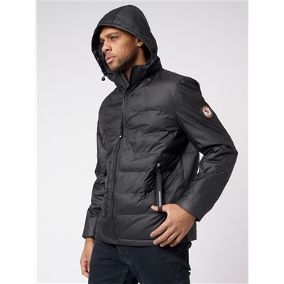 Куртки мужские стеганная с капюшоном черного цвета 88633Ch