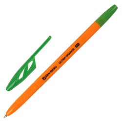Ручка шариковая Brauberg (Брауберг) Ultra Orange, зеленая, пишущий узел 0,7 мм, линия письма 0,35 мм