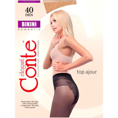 Колготки Conte Bikini (Конте Бикини), Nero (черный), 40 den, 2 размер