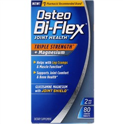 Osteo Bi-Flex, добавка для здоровья суставов, тройной концентрации, с добавлением магния, 80 таблеток, покрытых оболочкой