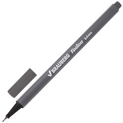 Ручка капиллярная (линер) Brauberg (Брауберг) Aero, серая, трехгранная, металлический наконечник 0,5 мм, линия письма 0,4 мм