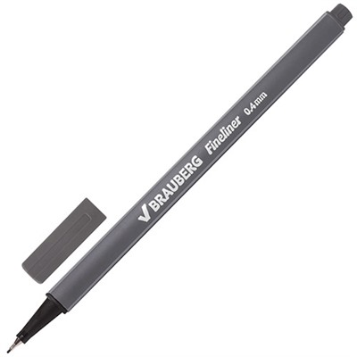 Ручка капиллярная (линер) Brauberg (Брауберг) Aero, серая, трехгранная, металлический наконечник 0,5 мм, линия письма 0,4 мм