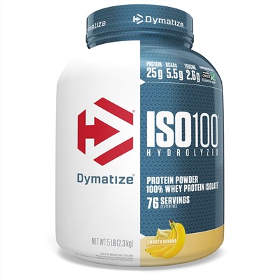 Dymatize Nutrition, ISO100, гидролизованный 100% изолят сывороточного протеина, банан, 2,3 кг (5 фунтов)