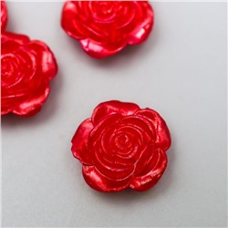 Кабошон "Роза", цвет красный перламутр12 мм