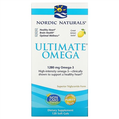 Nordic Naturals, Ultimate Omega, со вкусом лимона, 1280 мг, 120 капсул