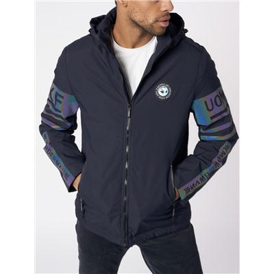 Куртка мужская с капюшоном темно-синего цвета 88602TS